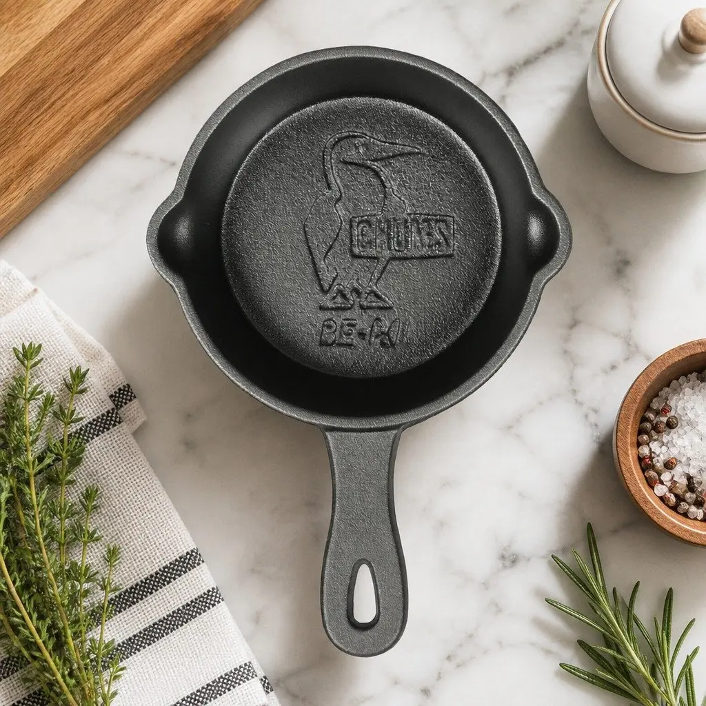 Mini Cast Iron Frying Pan Non-Stick Cookware Dual Pour Spouts 8.5cm Black