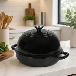 Cast Iron Dutch Oven 24cm Enamelled Bread Baking Cooking Pot All Stovetops