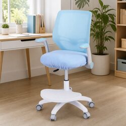 Kids Study Chair Adjustable Height Ergonomic Wheels Footrest Blue