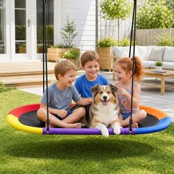 Outdoor Tree Swing Hammock 150cm Oval Platform Backyard Garden Hanging Seat