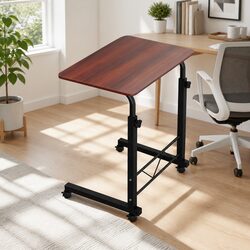 Mobile Laptop Desk Table Adjustable Height 60cm Brown Office Study Stand