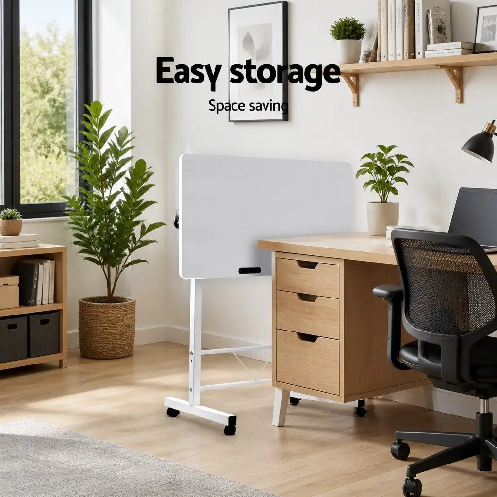 Mobile Laptop Desk Adjustable Height 80CM White Office Table Stand