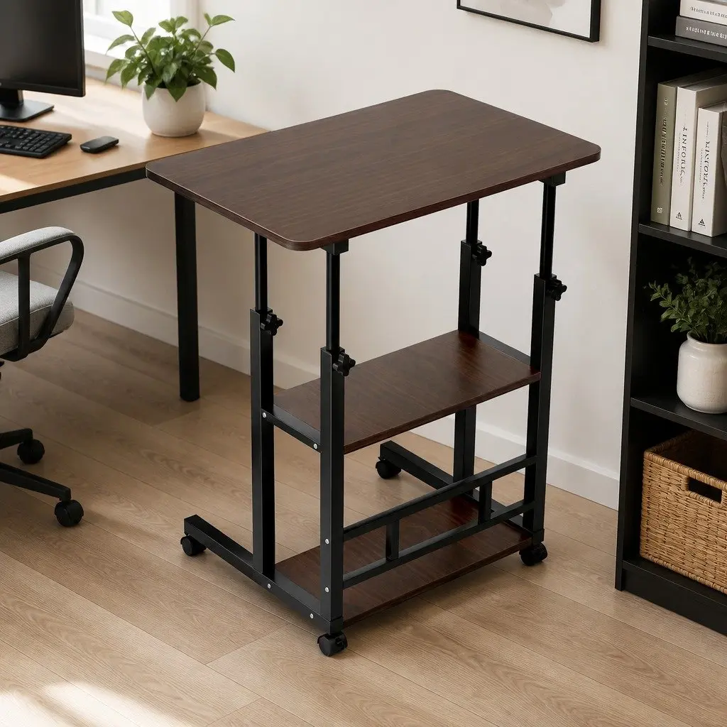 Mobile Laptop Desk Height Adjustable Computer Workstation 60CM with Storage