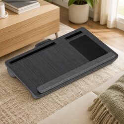 Lap Desk Portable Laptop Stand Wrist Rest Phone Slot Mouse Pad 55CM Black
