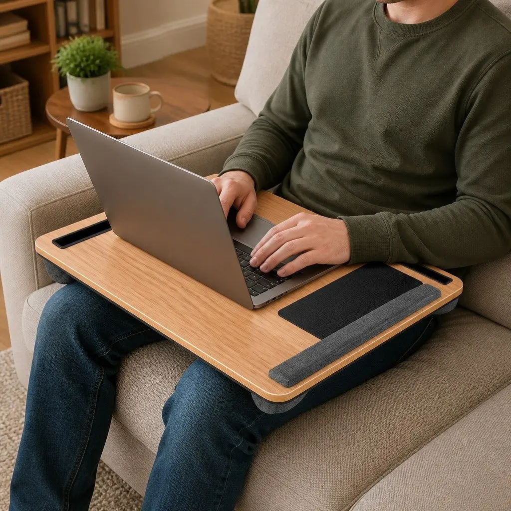 Lap Desk Laptop Stand Portable with Wrist Rest Phone Slot Mouse Pad 55cm