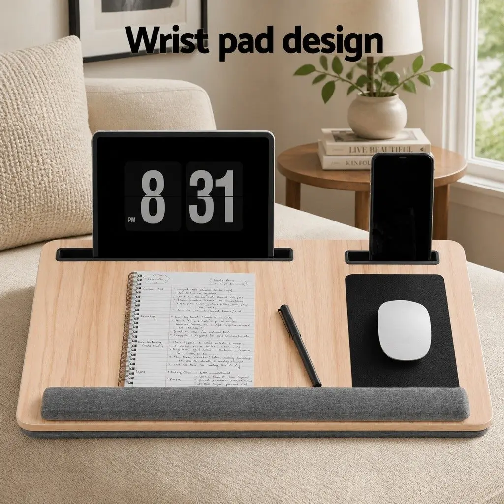 Lap Desk Laptop Stand Portable with Wrist Rest Phone Slot Mouse Pad 55cm