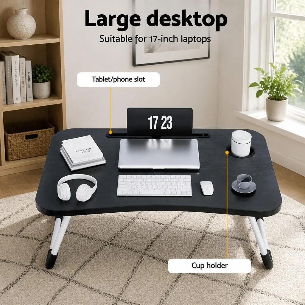 Laptop Desk Foldable Adjustable Portable Lap Tray for Sofa Bed Black