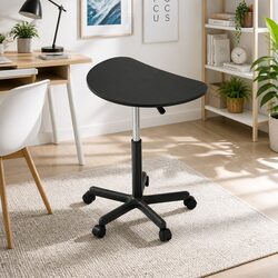 Laptop Desk Portable Height Adjustable Table with Caster Wheels 60cm Black
