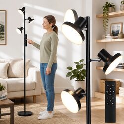 3-Head LED Tree Floor Lamp 36W Dimmable Standing Light Remote Control Touch Pole