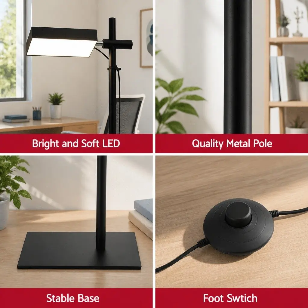 LED Floor Lamp 360 Rotating Adjustable Head 12W Black