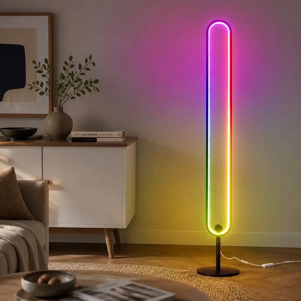 RGB LED Floor Lamp Remote Control 1.18M Black
