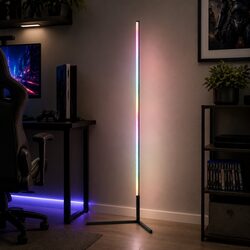 RGB LED Floor Lamp Remote Control Corner Light Stand 150cm Gaming Room Black