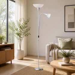 Floor Lamp Mother Child Modern Silver Living Room Bedroom Office Reading Light