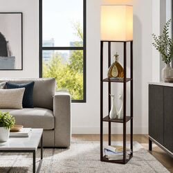 Floor Lamp with 3 Tier Shelf Storage LED Light Stand Vintage Design Home Room