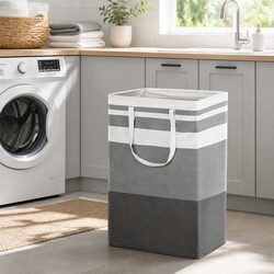 Foldable Laundry Basket Hamper Storage Organiser Lightweight Carry Handles Grey