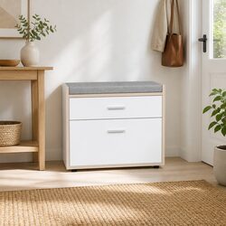 Shoe Rack Cabinet Bench Storage Organizer 8 Pairs White Wood Hallway Entrance