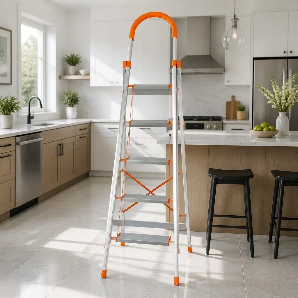 5 Step Ladder Folding Lightweight Aluminium Multi-Purpose Silver