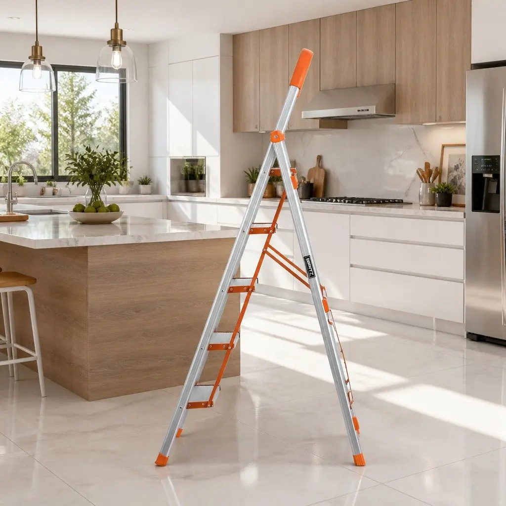 5 Step Ladder Folding Lightweight Aluminium Multi-Purpose Silver