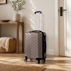 20 Inch Carry On Suitcase Travel Luggage Wheeled Lightweight Cabin Bag Coffee