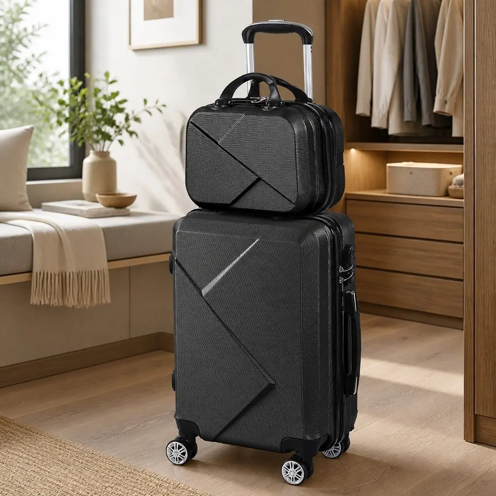 Luggage Set Hard Shell 20 Inch Suitcase 12 Inch Trolley Bag Black