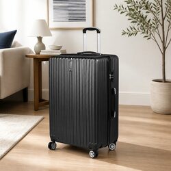 24 Inch Luggage Suitcase Carry-On Travel Bag Hard Shell Spinner Wheels Black