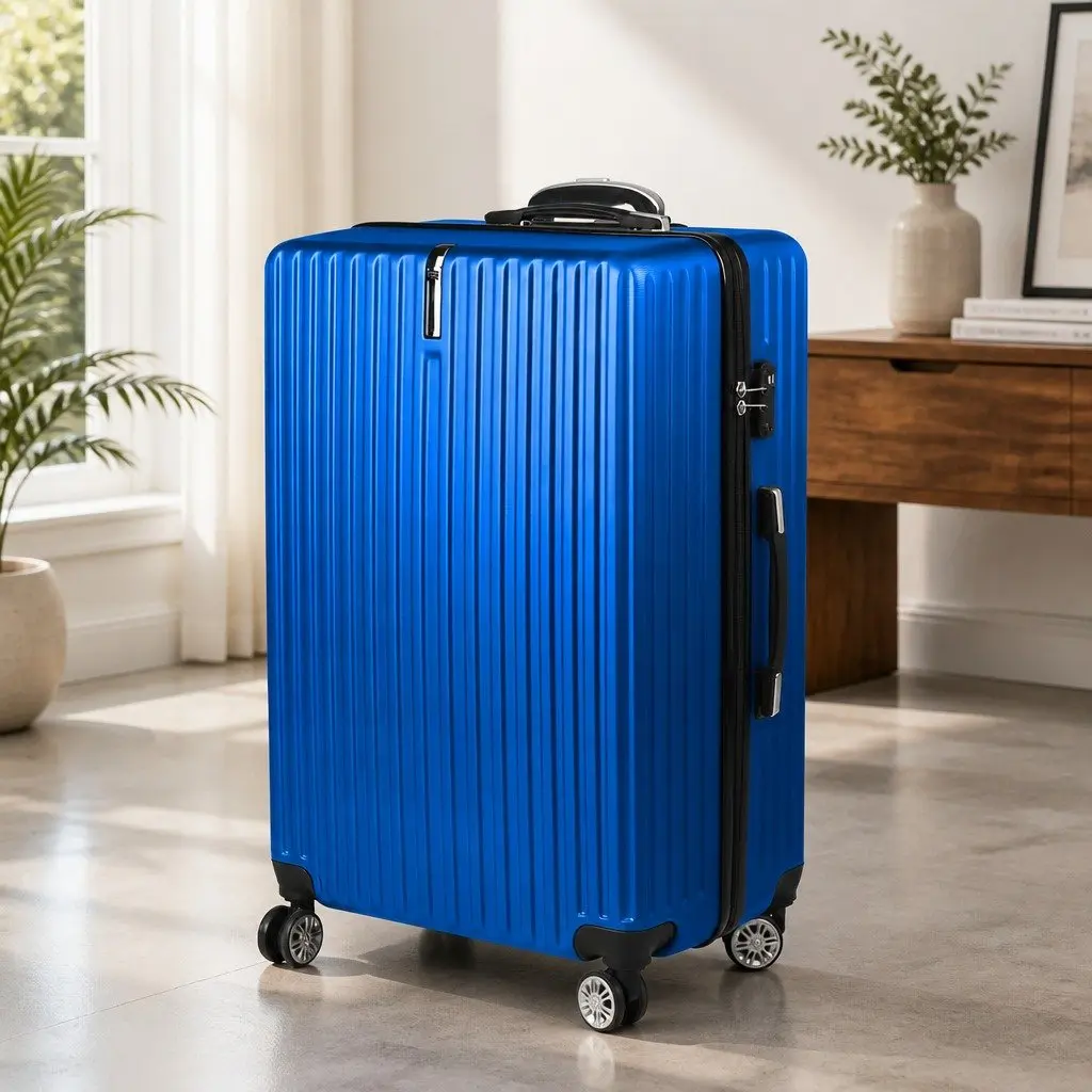28 Inch Luggage Suitcase Hard Shell Spinner Wheels Combination Lock Blue