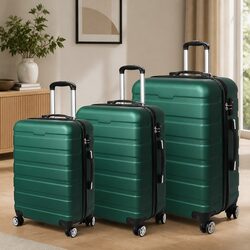 3-Piece Luggage Set Hard Shell Suitcase Travel Spinner Wheels Carry Handle Green