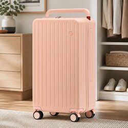 26" Hard Shell Luggage Suitcase Wide Handle TSA Lock Retractable Wheels Pink