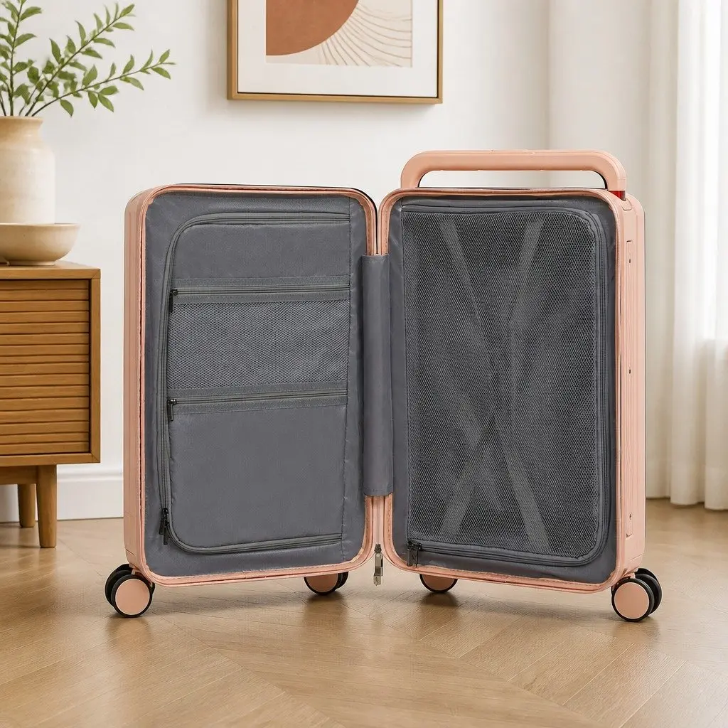 Hard Case Suitcase Wide Handle 26 Inch Pink