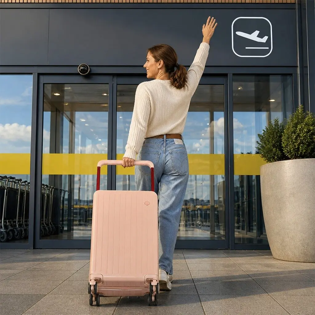 Hard Case Suitcase Wide Handle 26 Inch Pink