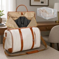 Garment Bag Hanging Suit Carrier Duffel Travel Beige Shoulder Strap Shoe Bag