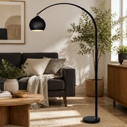 Modern LED Floor Lamp Stand Reading Light Adjustable Arm Marble Base Black