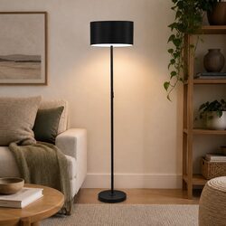 Modern LED Floor Lamp Stand Reading Light Black Linen Shade E27 Marble Base