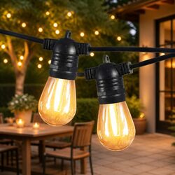 Festoon String Lights 10M 10 Bulbs Outdoor Garden Patio LED Warm White IP44