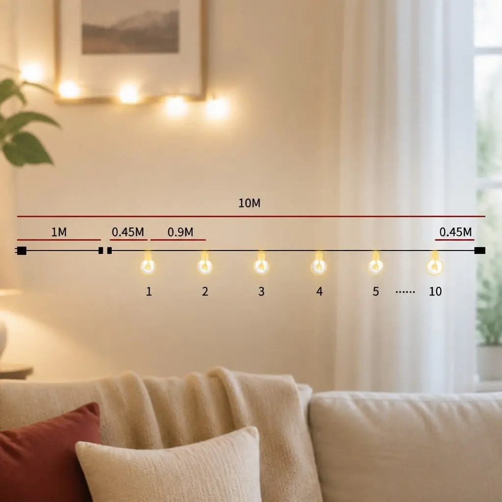 Festoon String Lights LED Warm White 10M Outdoor Garden Patio IP44