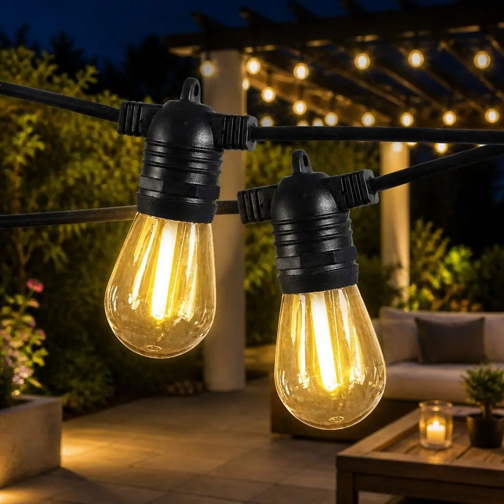 Festoon String Lights 30M 30 LED Bulbs Outdoor Garden Patio Warm White IP44