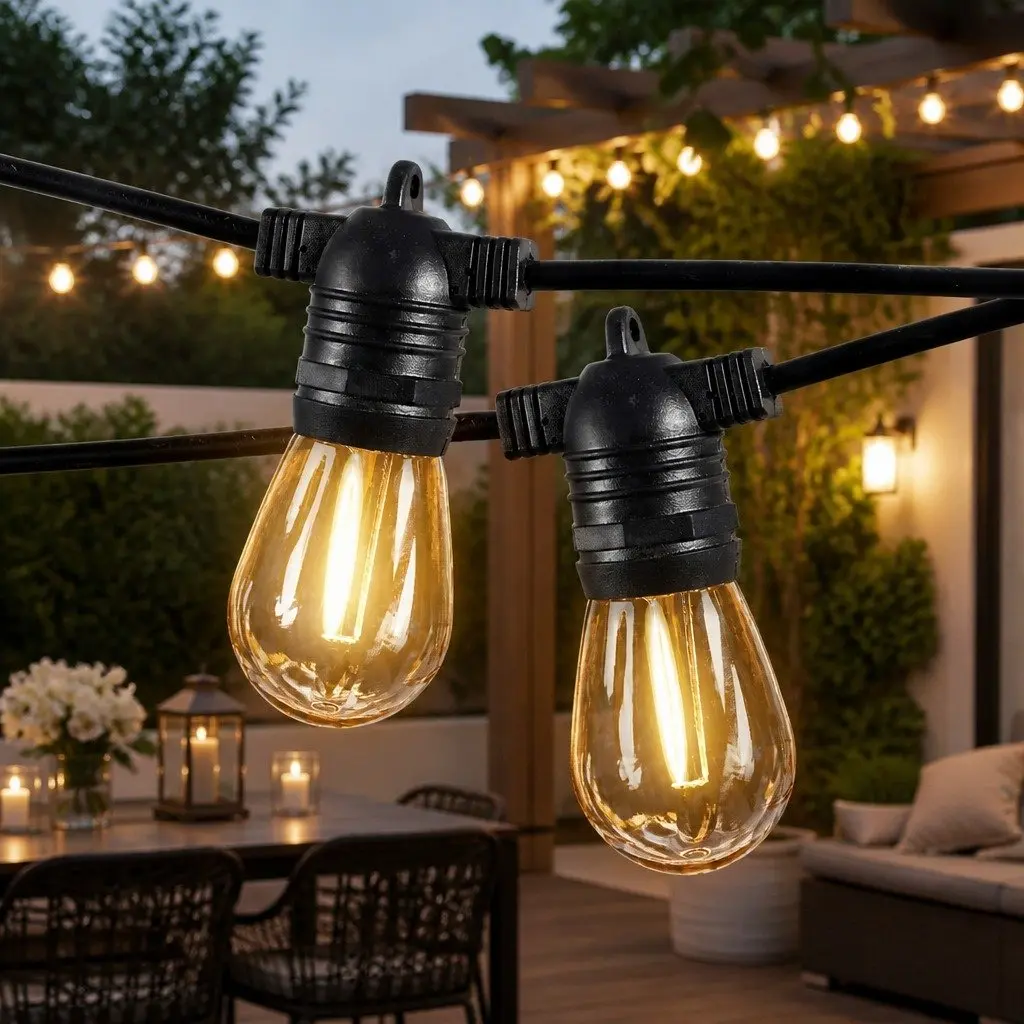 Festoon String Lights 40M 40 S14 LED Bulbs Warm White Outdoor Patio Garden
