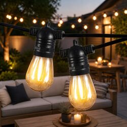 60M Festoon String Lights 60 Bulbs LED Outdoor Garden Patio Wedding Warm White