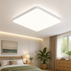 LED Ceiling Light 36W 3-Colour Dimmable Ultra-Thin 5CM Modern Square Flush Mount