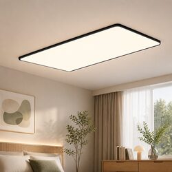 LED Ceiling Light 90W 3-Colour Ultra-Thin 5CM Black Modern Kitchen Bedroom