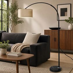 Modern LED Floor Lamp Reading Light Adjustable Arm Marble Base Grey Black