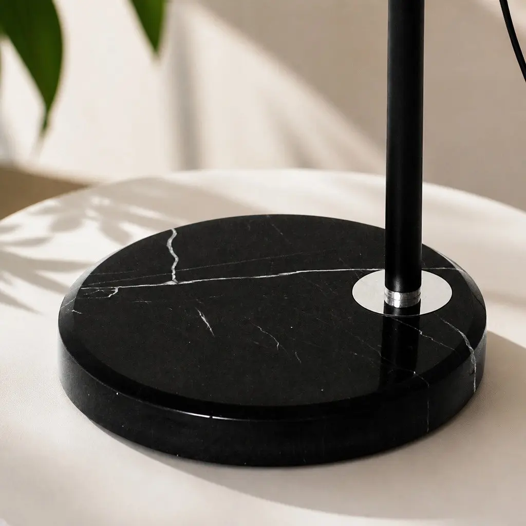 Modern LED Floor Lamp Reading Light Adjustable Arm Marble Base Grey Black