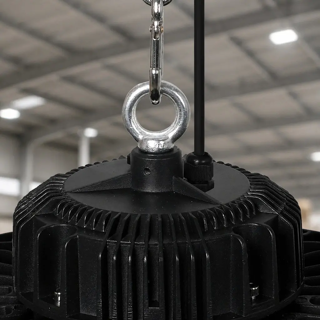 UFO High Bay LED Light 100W Bright Black Aluminium for Commercial Industrial Workshop Gym