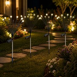 Solar Lawn Lights 8LED Outdoor Garden Pathway Stake Lights Warm White Auto On