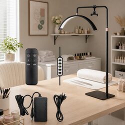 LED Lash Light Half Moon Floor Lamp for Beauty Salon Tattoo Makeup Adjustable