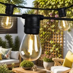 77m LED Festoon String Lights Warm White Outdoor Garden Wedding Party