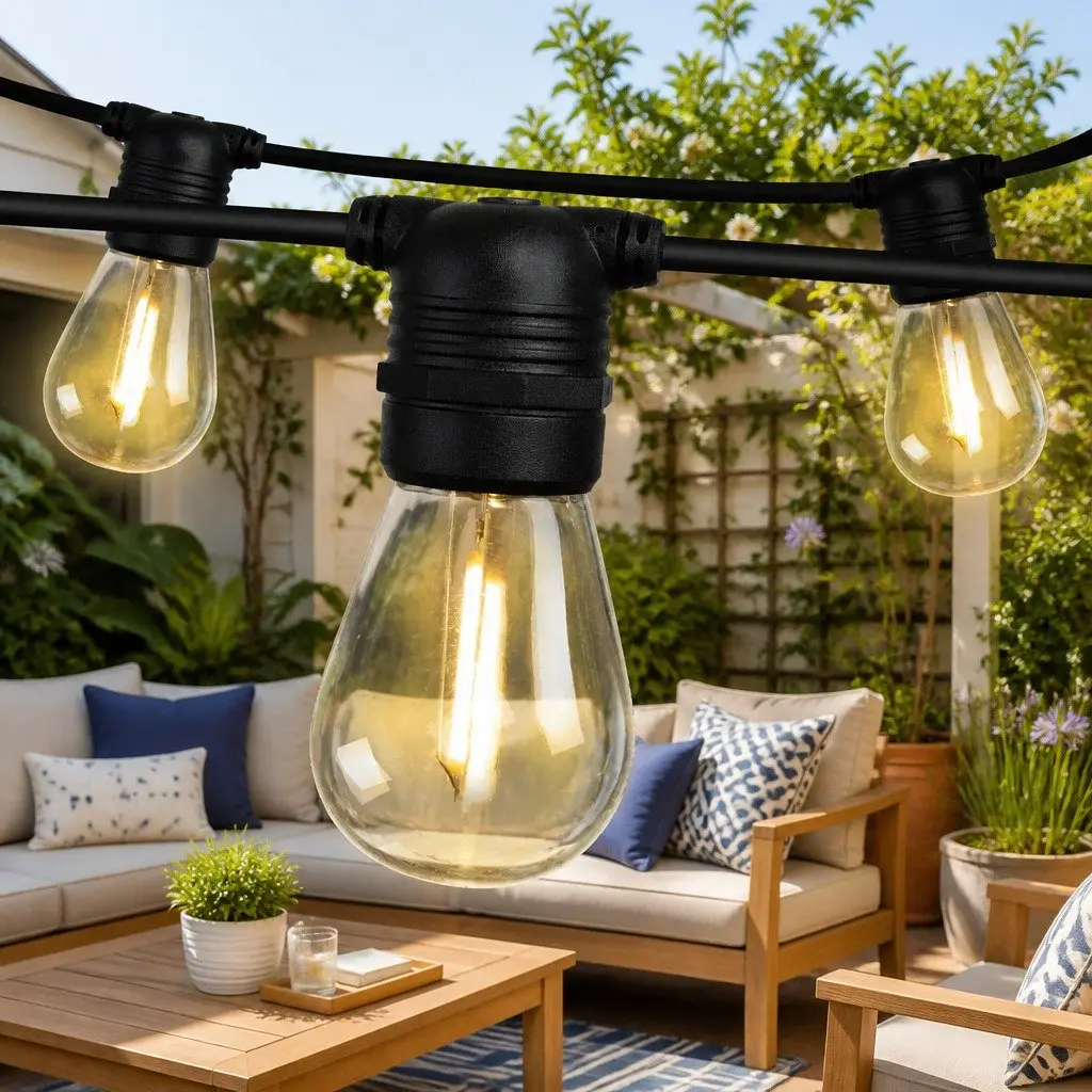 LED Festoon String Lights Warm White 77m Outdoor Garden Wedding Party