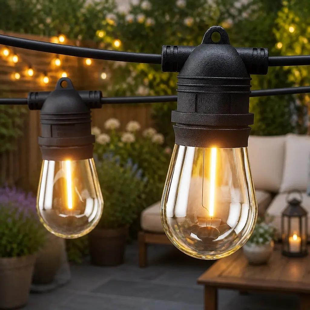 Festoon String Lights Warm White 91m Indoor Outdoor 100 Bulbs