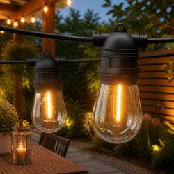 19m Festoon String Lights 20 Bulbs Warm White Outdoor Indoor Christmas Party
