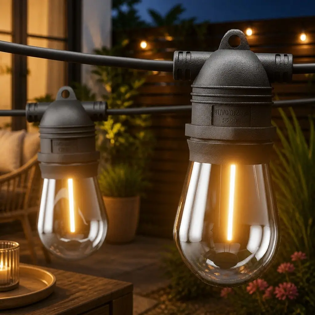 Festoon String Lights Warm White 19m Indoor Outdoor 20 Bulbs
